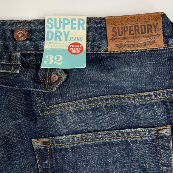 Superdry Mens Spirit Slouch Classic Straight Jeans Blue Wash Denim Zip 32 New - Picture 12 of 12